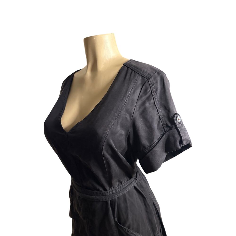 Women S Anthropologie Pilcro Letterpress Black Shirt Dress Classic Tie Waist - Picture 3 of 7